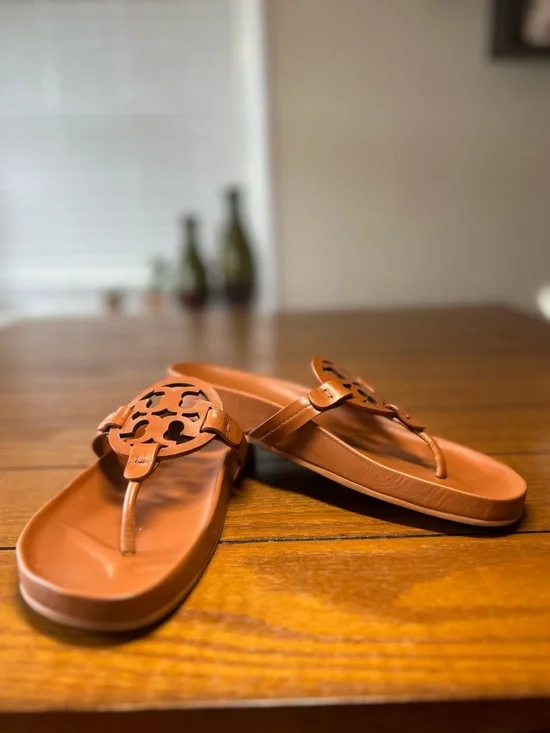 Tory Burch Miller Cloud Sandals, color Aged Camello, Napa Leather, Size 8.5 - Picture 6 of 9